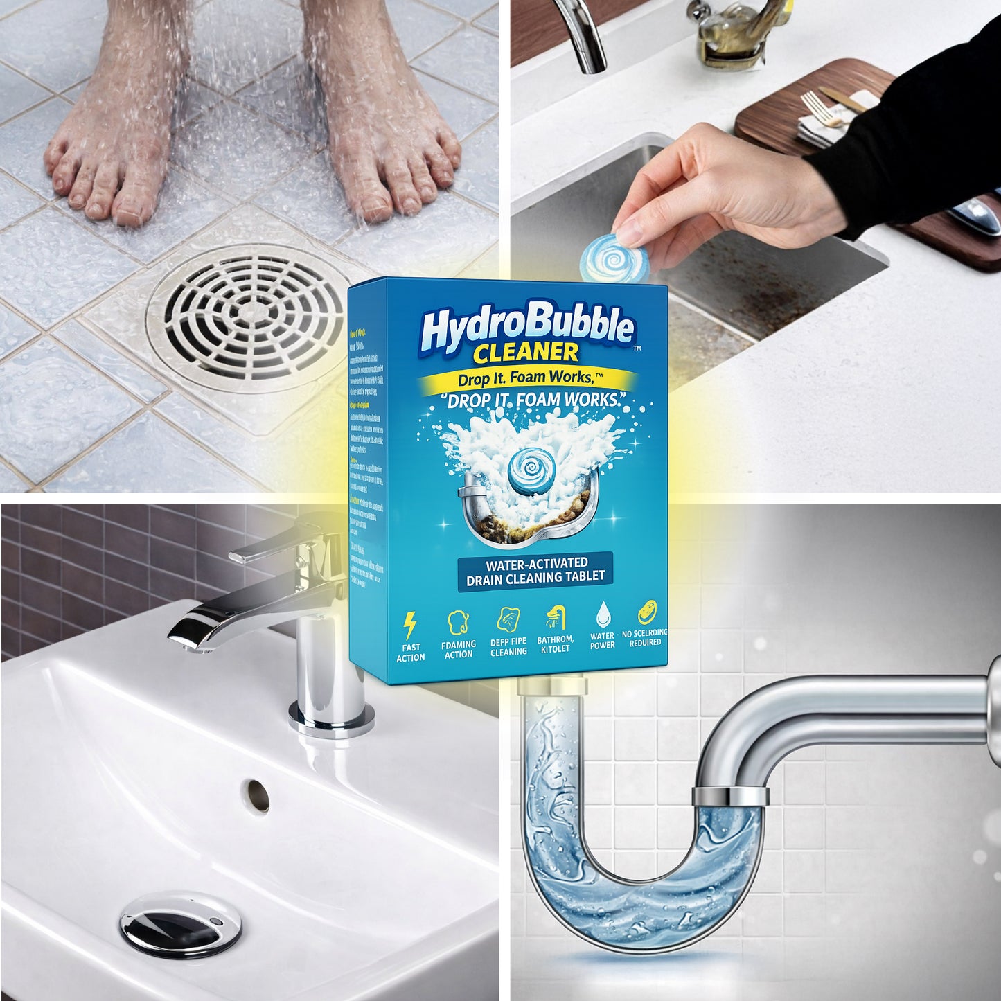 HydroBubble Cleaner – Water-Activated Drain Cleaning Tablet (BUY 1 GET 1 FREE🔥🔥)
